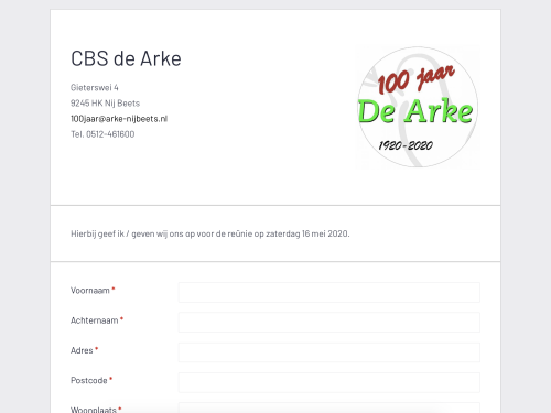 Formulier met iDEAL Arke Nijbeets Reünie