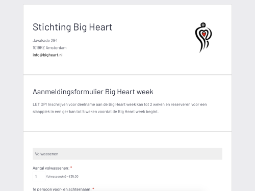 Formulier met iDEAL Big Heart Week